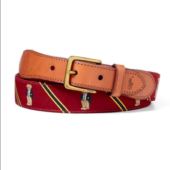 NWT POLO RALPH LAUREN Polo Bear Belt Burgundy - 38 - Picture 3 of 7